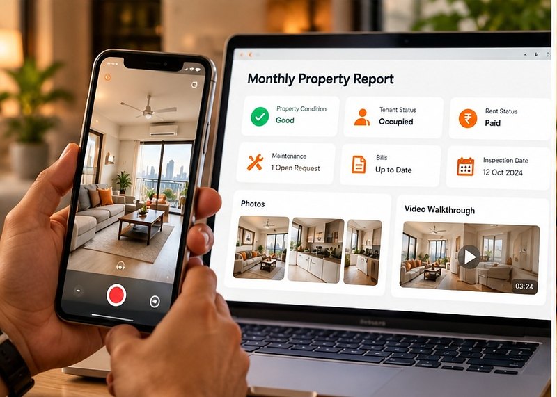 Monthly report and property updates for an NRI owner